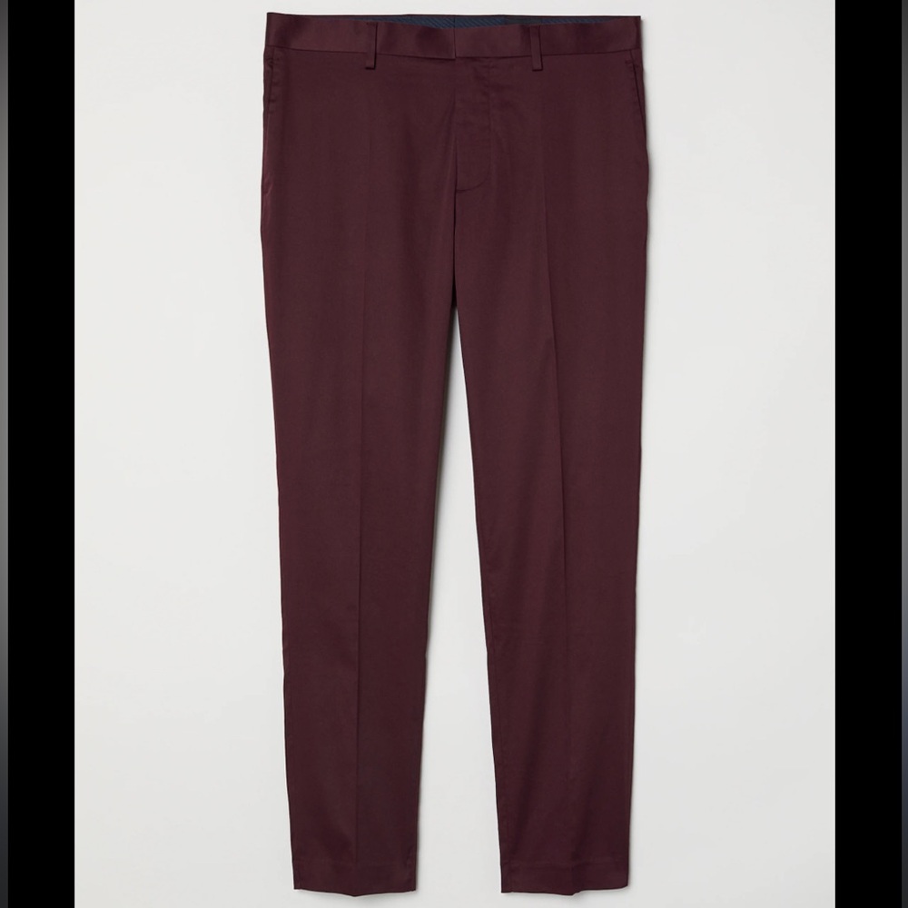 NWT H&M Men’s Burgundy Dress Pants Slacks Skinny Fit